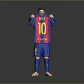 Man In Blue Sports Outfit Holding Messi 10 Barcelona Football Jersey