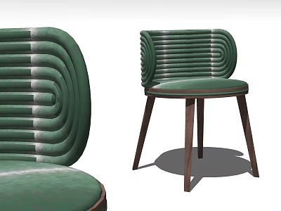 Modern Green Velvet Accent Chair With Curved Backrest And Wooden Legs 3d model