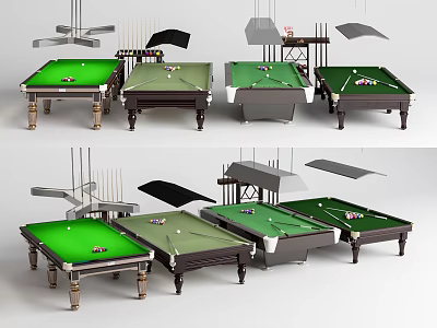 Sports Equipment Billiard Tables With Green Felt Surfaces And Various Designs 3d model