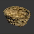 Handwoven Straw Basket Oval Shaped with Woven Rim for Home Storage Natural Material
