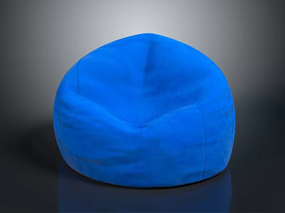 Soft Blue Bean Bag Chair Comfortable Round Design Cozy Relaxing Seating Furniture 3d model