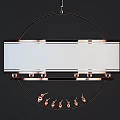 Contemporary Circular Chandelier With Metal Frame White Shade And Decorative Details