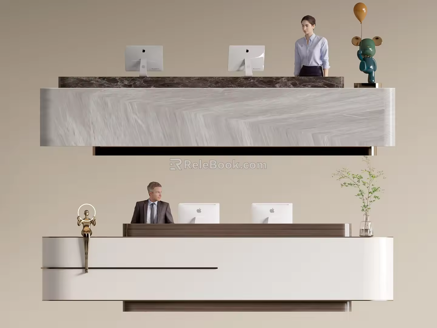 Modern Company Reception Area Bar Reception Desk 3d model