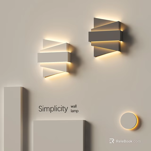 Simplicity Abstract Wall Sconce With Geometric Design And Warm LED Illumination 3d model 