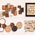 Creative Modern Wall Decor With Geometric Wooden Square And Circular Panel Designs