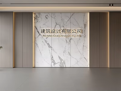 Elegant Modern Polished Marble Background Wall Design for Architecture Company Office 3d model