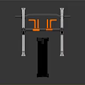 Sturdy White Fitness Squat Rack With Black Bench And Orange Accent