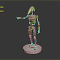 Brown Mechanical Robot Character Standing On White Base With Articulated Joints