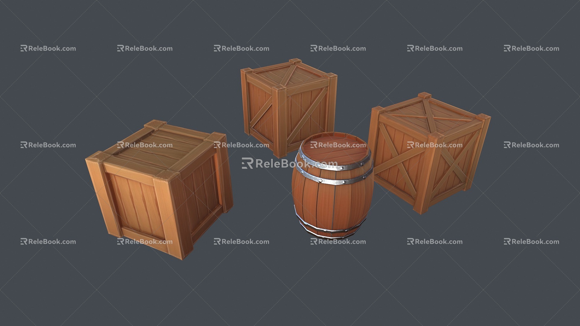 Wooden box wooden barrel cartoon wooden box hand-painted wooden box wood hand-painted wood cartoon wood Q version wood 3d model