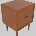 Simple Wooden Bedside Table With Single Drawer And Slender Solid Wood Legs 3d model