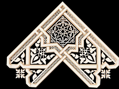 Elegant Intricate Carved Wood Corner Ornament With Symmetrical Floral Patterns 3d model Elegant Intricate Carved Wood Corner Ornament With Symmetrical Floral Patterns 3d model