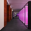 2020 New Year Decorative Wall With Purple Background Neon Lights And QR Codes