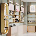 Elegant Modern Beauty Boutique With Product Shelves Display Cabinets And Wall Decor