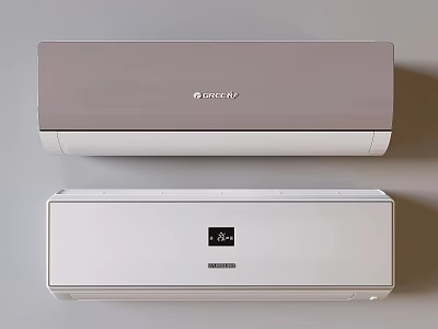 Gray and White Midea Air Conditioner Fan Units with Digital Display and Temperature Control 3d model