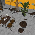 Modern Dining Area With Stylish Wooden Table Chair Sets Green Plants And Warm Lighting