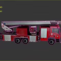 Red Fire Rescue Functional Vehicle With Extended Ladder And Emergency Equipment
