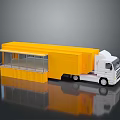Yellow Mobile Food Truck With White Cab And Transparent Windows Platform