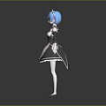 Game Anime Character With Blue Hair In Black And White Maid Outfit