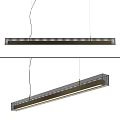 Modern Linear Pendant Chandelier With Metal Frame And LED Light Strip Design