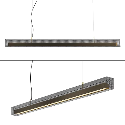 Modern Linear Pendant Chandelier With Metal Frame And LED Light Strip Design 3d model