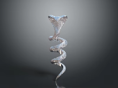 Silver Spiral Snake Sculpture with Intricate Design and Shiny Metallic Surface 3d model