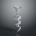 Silver Spiral Snake Sculpture with Intricate Design and Shiny Metallic Surface