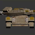 Detailed Golden Tank Model with Cannon Tracks and Metallic Armor on Reflective Surface
