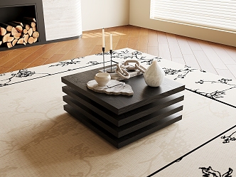 Solid wood coffee table decoration furnishings 3d model