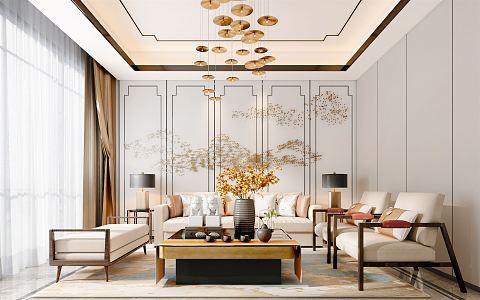 New Chinese Living Room 3d model