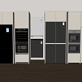 Modern Kitchen Interior Design With Grey White Cabinets And Integrated Appliances 3d model