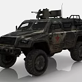 Military Armored Off-Road Vehicle With Camouflage Paint Weapon Mount Red Star Emblem And Large Tires