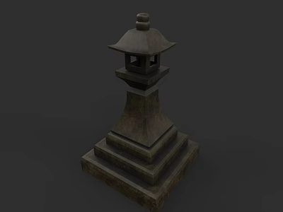 Traditional Japanese Stone Lantern Sculpture With Layered Base And Carved Details 3d model