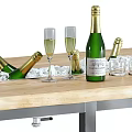 Commercial Mobile Serving Table with Ice Buckets Champagne Bottles and Wine Glasses