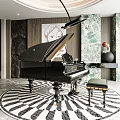 Artistic Musical Instruments and Painting Supplies Setup with Piano Canvas Brushes and Paints