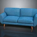 Stylish Blue Fabric Two Seater Sofa with Modern Design and Wooden Legs