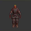 Game Movie Character In Heavy Armor With Blue Glowing Accents And Tactical Gear