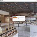 Modern Retail Store Interior With Wooden Ceiling Shelves Counters And Display Areas