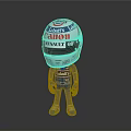 Cartoon Racing Driver Figure In Blue Suit With Canon Renault Helmet