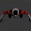 Superhero Character In Red Black Suit With Silver Helmet Biological Design
