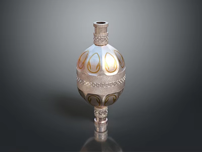 Elegant Decorative Vase With Gold And White Patterns And Intricate Design Details 3d model