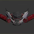 Futuristic Metallic Helmet With Red Mechanical Components And Tech Inspired Design 3d model