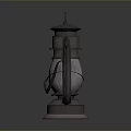 Shiny Metallic Lantern With Glass Globe And Decorative Metal Frame Base