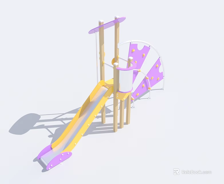 Colorful Kids Playground Structure With Purple Slide And Yellow Climbing Frame 3d model 