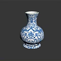 Elegant Blue And White Vase With Intricate Patterns For Home Decor 3d model
