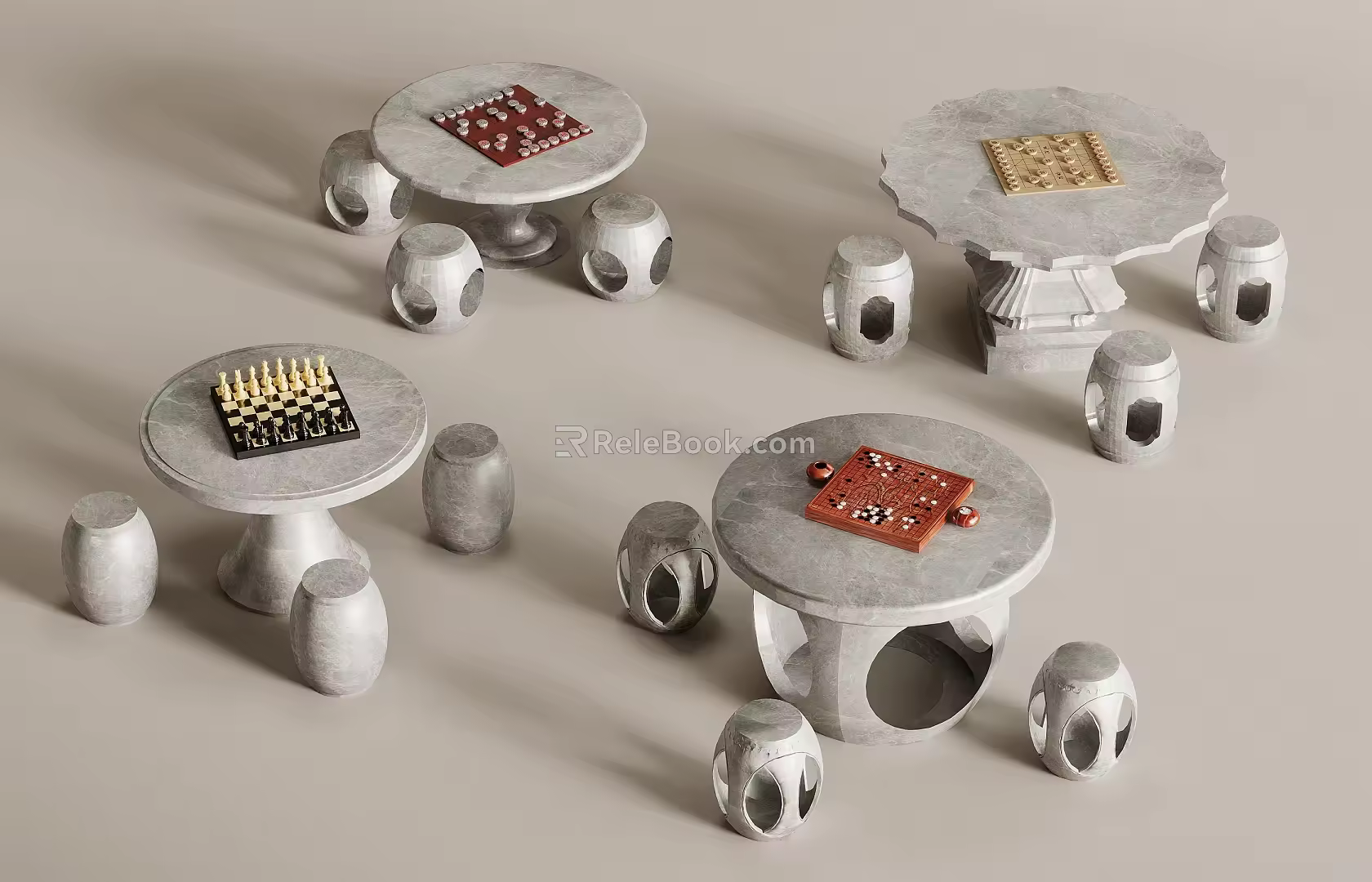 New Chinese Go Chess Tea Chair Tea Stool 3d model