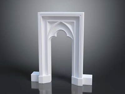 White Arched Architectural Component With Simple Doorway Frame And Pedestal Base 3d model