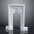 White Arched Architectural Component With Simple Doorway Frame And Pedestal Base 3d model