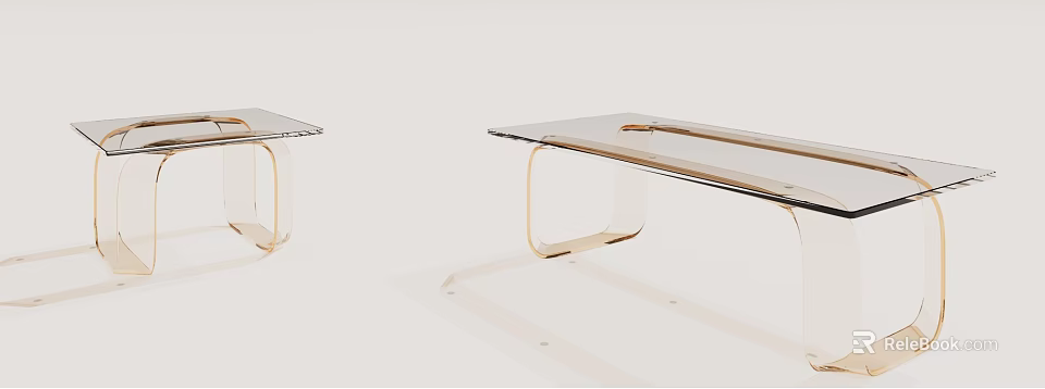 Modern Clear Glass Coffee Table With Stylish Curved Gold Metal Legs Design 3d model 