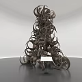 Cultural Center Features Tree Like Metal Sculpture In Spacious White Room