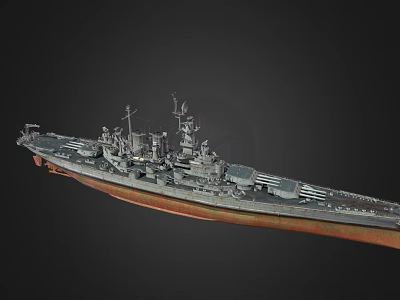 Detailed Warship Model Featuring Deck Turrets Antennas Hull And Mast Design 3d model